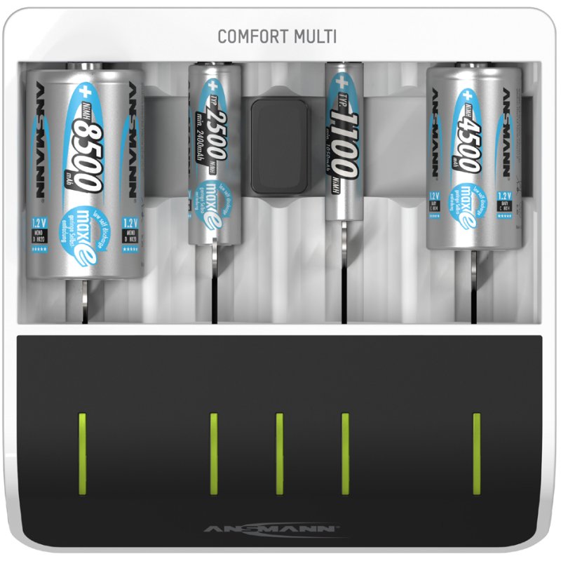 ANSMANN snellader Comfort Multi, wit/zwart, USB-ladebuchse, 1-4 accu's