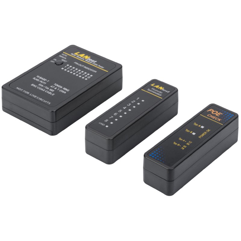 DIGITUS network status and communication cable tester, RJ45/BNC, PoE test function