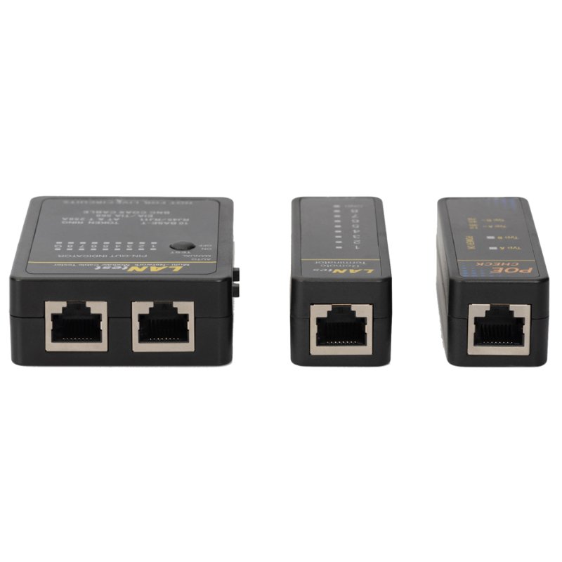 DIGITUS network status and communication cable tester, RJ45/BNC, PoE test function