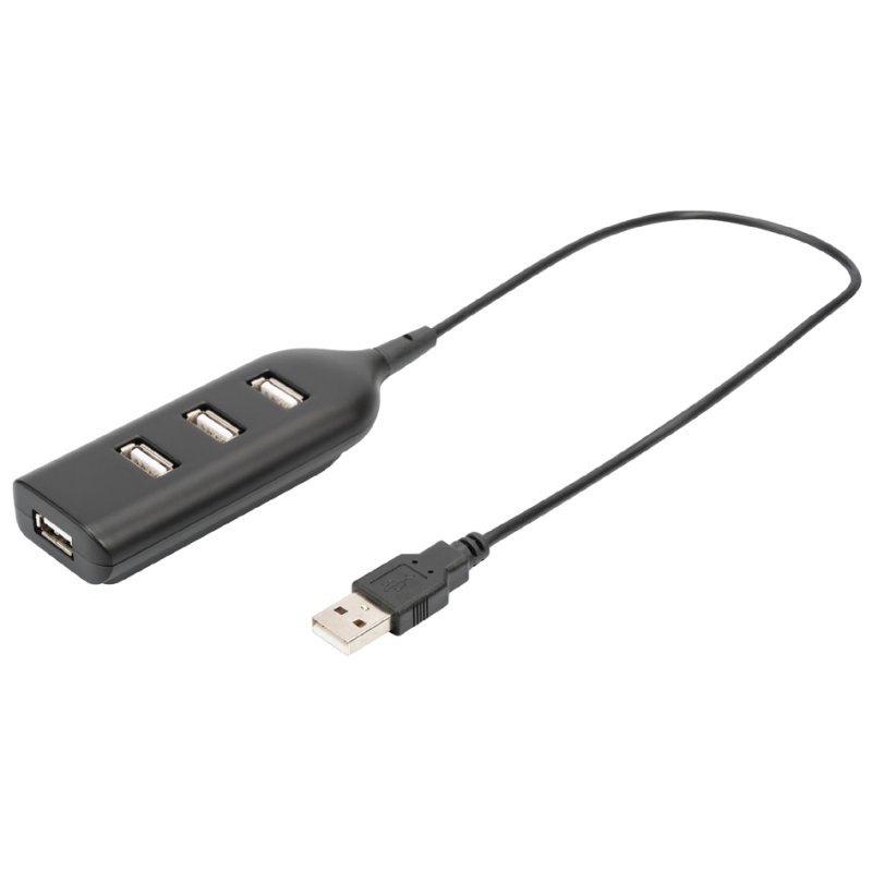DIGITUS Concentrateur USB 2.0, 4 ports, noir, câble 30 cm