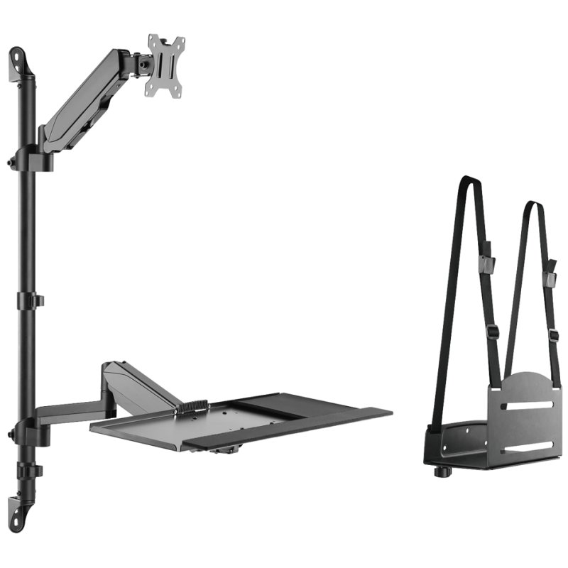 DIGITUS zit-sta werkplek wandmontage, zwart, 17-32 inch, max 8 kg