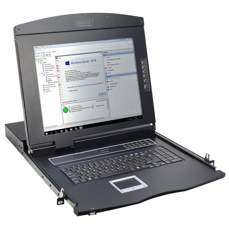 DIGITUS modular console with KVM switch, 1-port, 17 inch, black