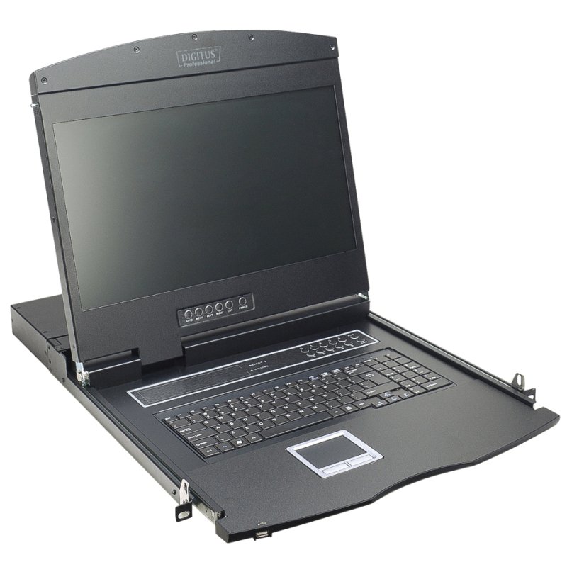 DIGITUS 19" modular console with KVM switch, 1-port, black