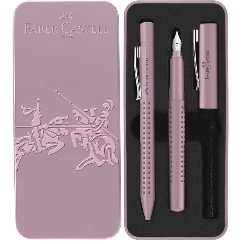 FABER-CASTELL ensemble d'écriture GRIP 2010 Harmony, blanc, stylo plume + stylo bille, étui métal