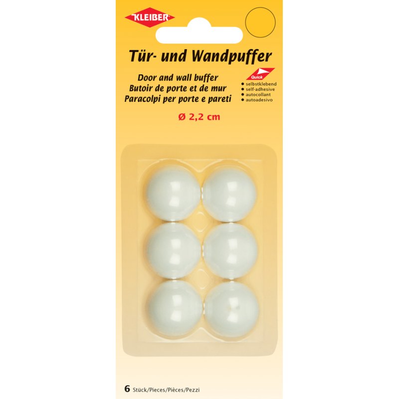 KLEIBER door and wall buffers plastic, white, self-adhesive, 6 pieces