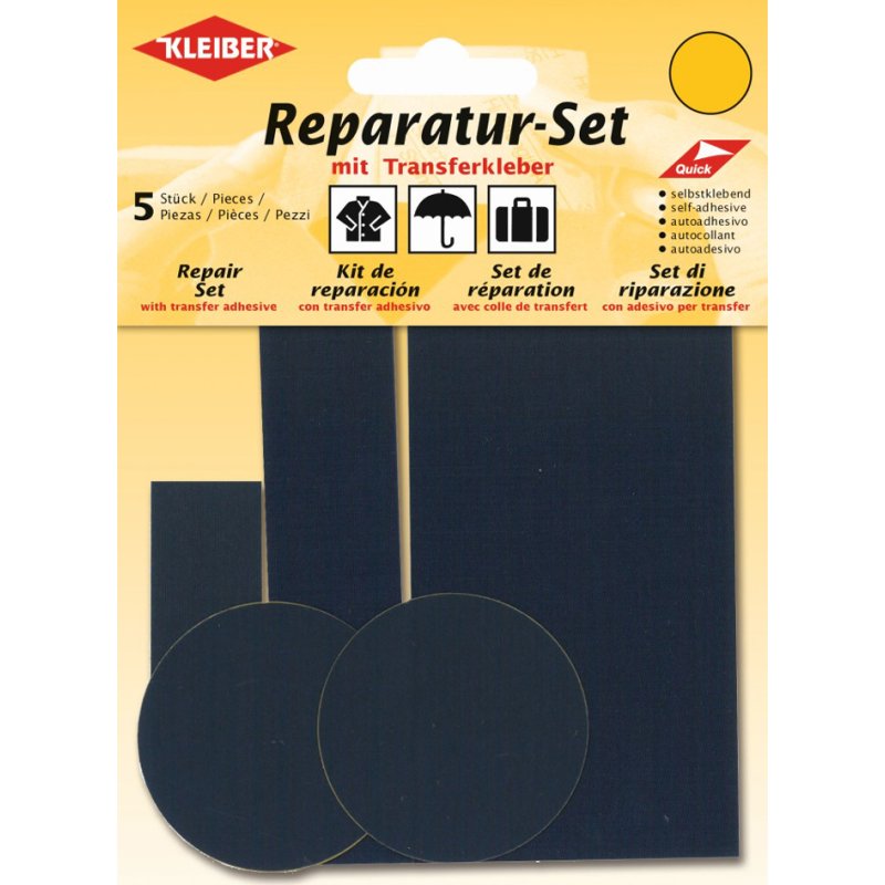 KLEIBER kit de réparation à patchs, gris, 100% polyamide, 5 patchs