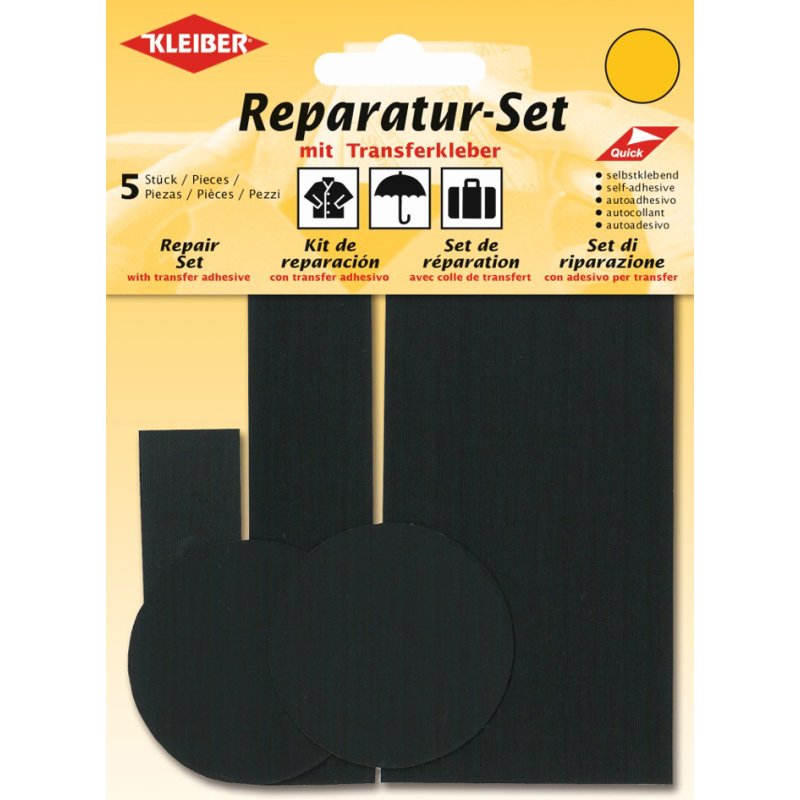 KLEIBER kit de réparation à patchs, gris, 100% polyamide, 5 patchs
