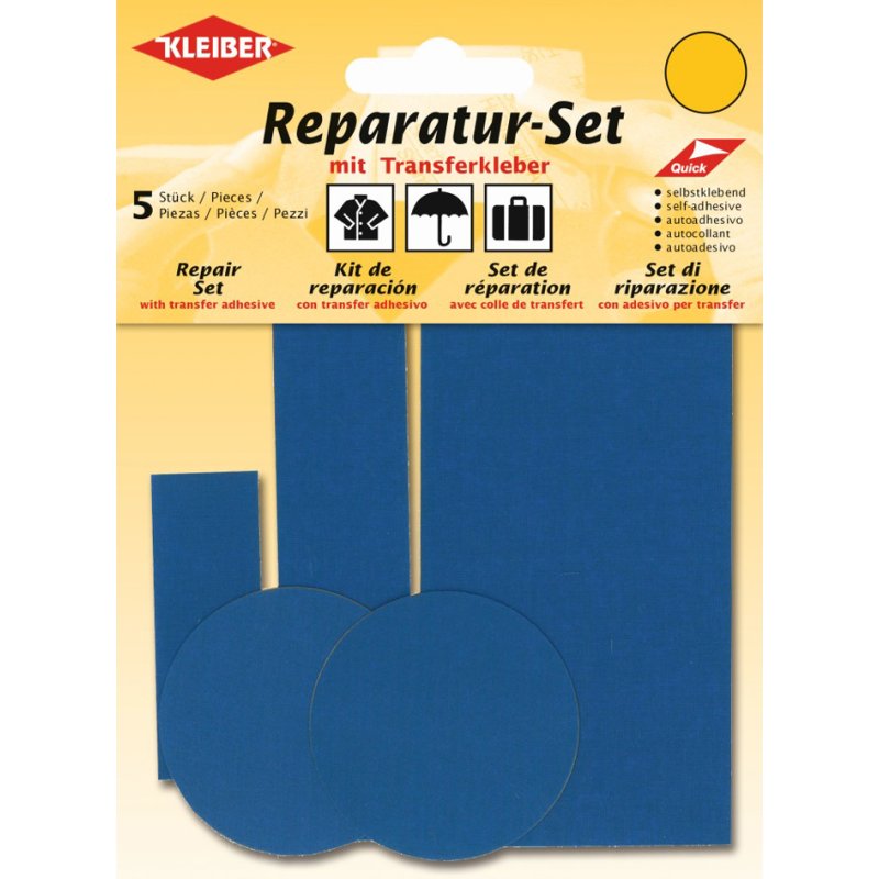 KLEIBER kit de réparation à patchs, gris, 100% polyamide, 5 patchs