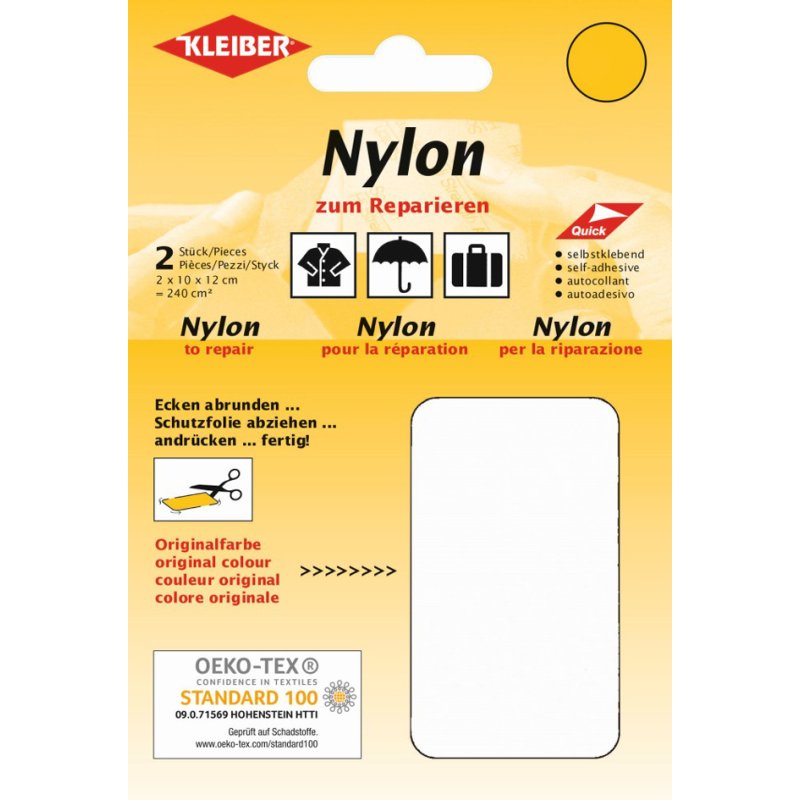 KLEIBER patchs de réparation nylon auto-adhésifs, blanc, 100×120 mm, 2 pièces