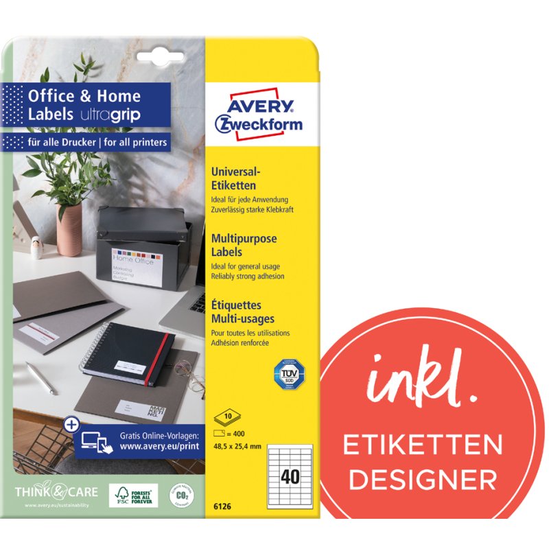 AVERY Zweckform étiquettes universelles, 64,6×33,8 mm, blanc, 240 pièces