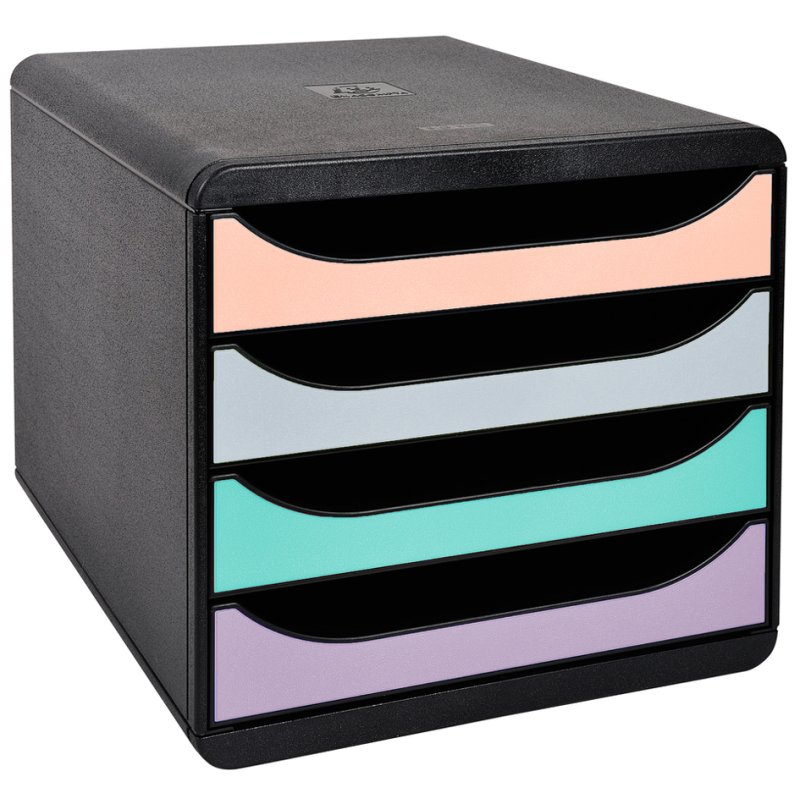EXACOMPTA ladebox BIG-BOX Aquarel, 4 laden, A4+, zwart met pastel
