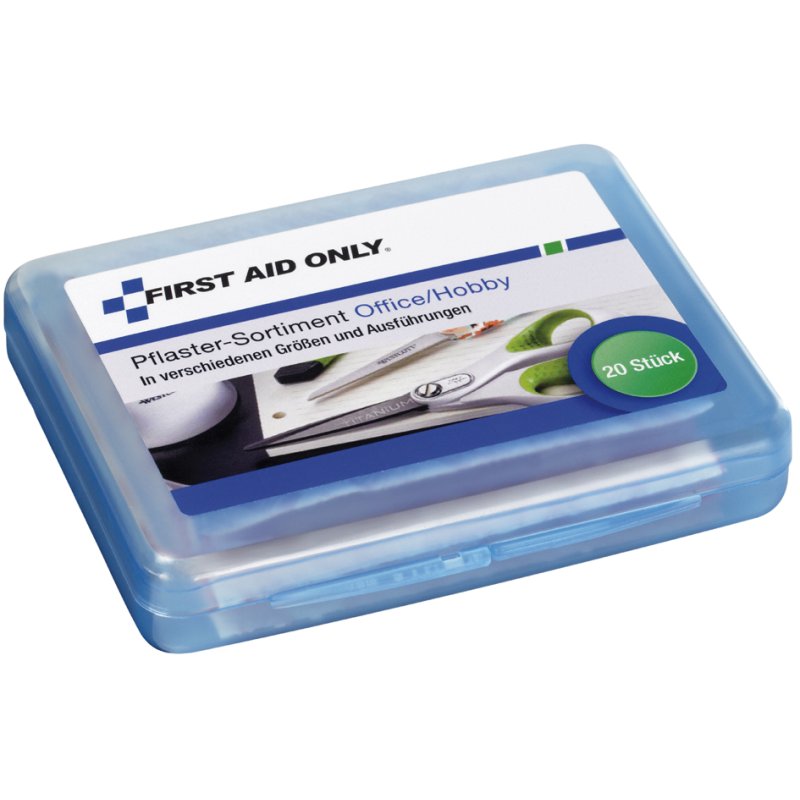 FIRST AID ONLY eerste hulp verband-set kantoor/hobby, hersluitbare kunststof box, 20 pleisters