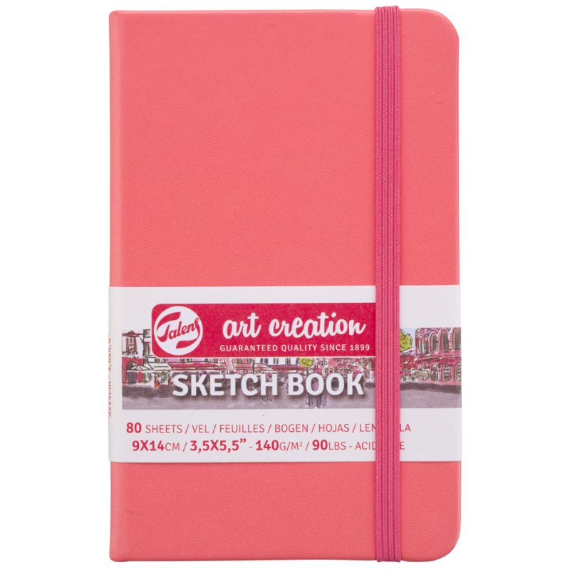 Royal Talens carnet de croquis, 90×140 mm, rouge corail, 80 feuilles