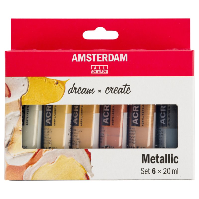 Royal Talens Amsterdam acrylic paint metallic set, 6 x 20 ml