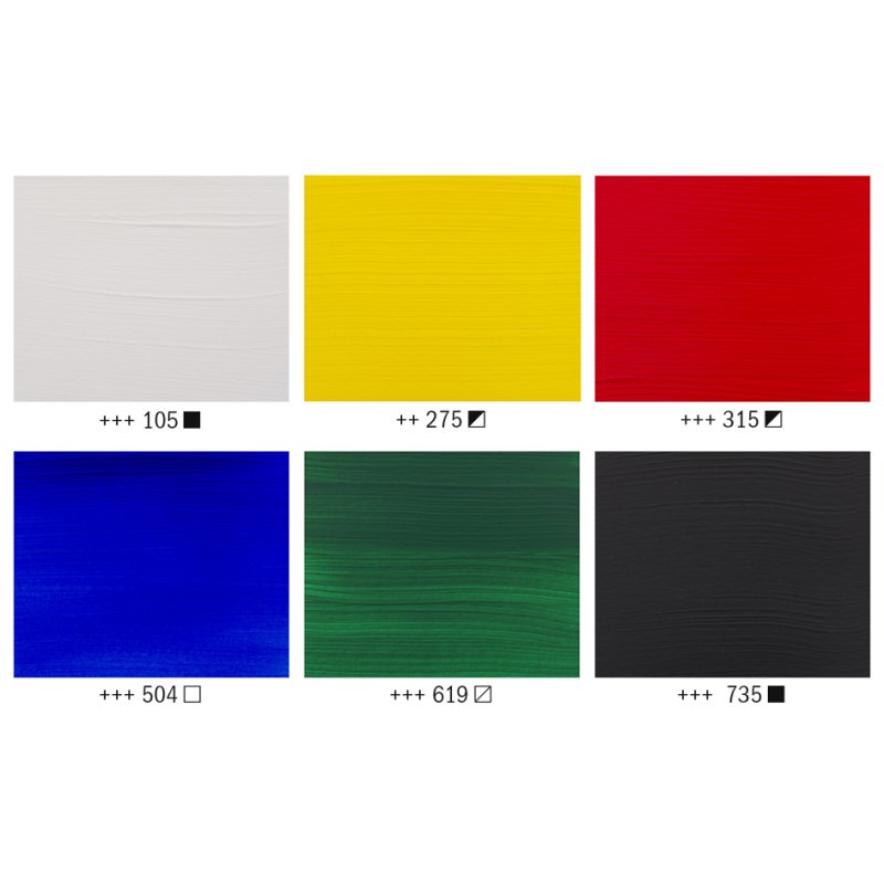 Royal Talens Amsterdam peinture acrylique set de base, 6 tubes de 20 ml