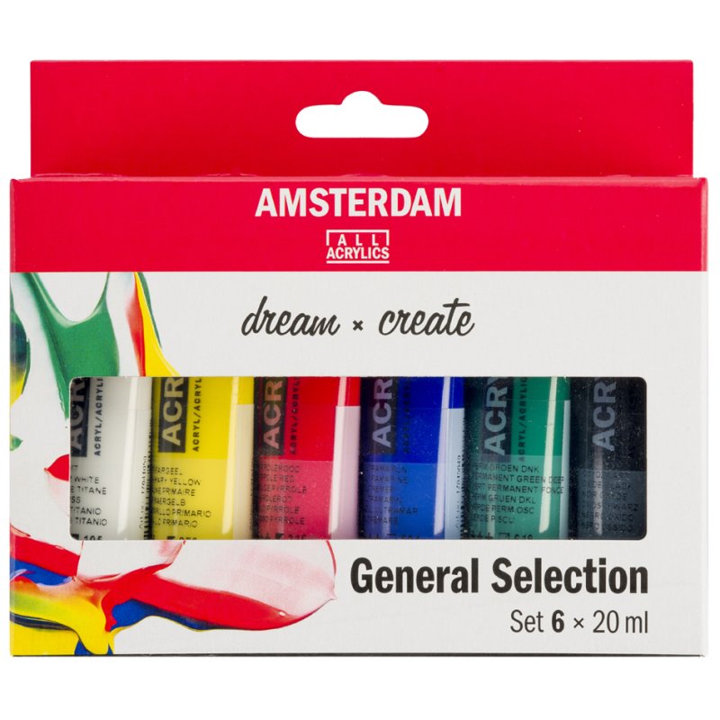 Royal Talens Amsterdam peinture acrylique set de base, 6 tubes de 20 ml