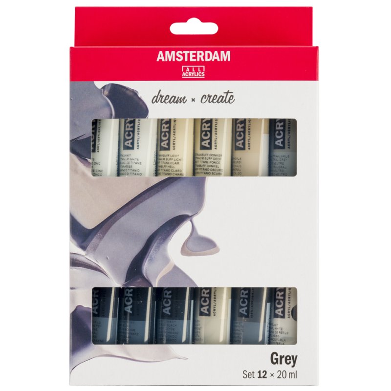 Royal Talens Amsterdam acrylic paint Greys set, black-white-grey
