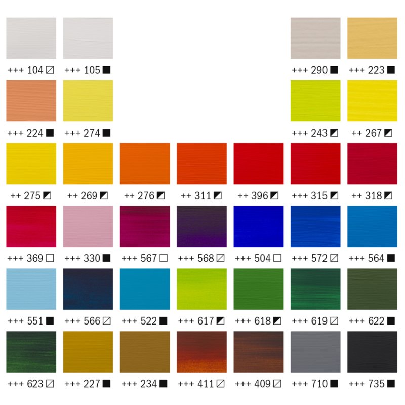Royal Talens Amsterdam acrylic paint set, 36 tubes of 20 ml, high-quality pigments