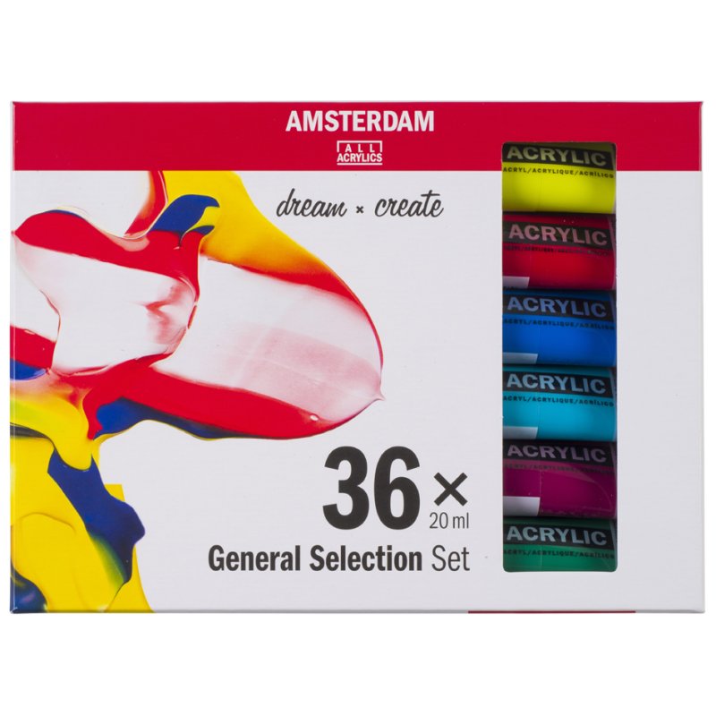 Royal Talens Amsterdam acrylic paint set, 36 tubes of 20 ml, high-quality pigments