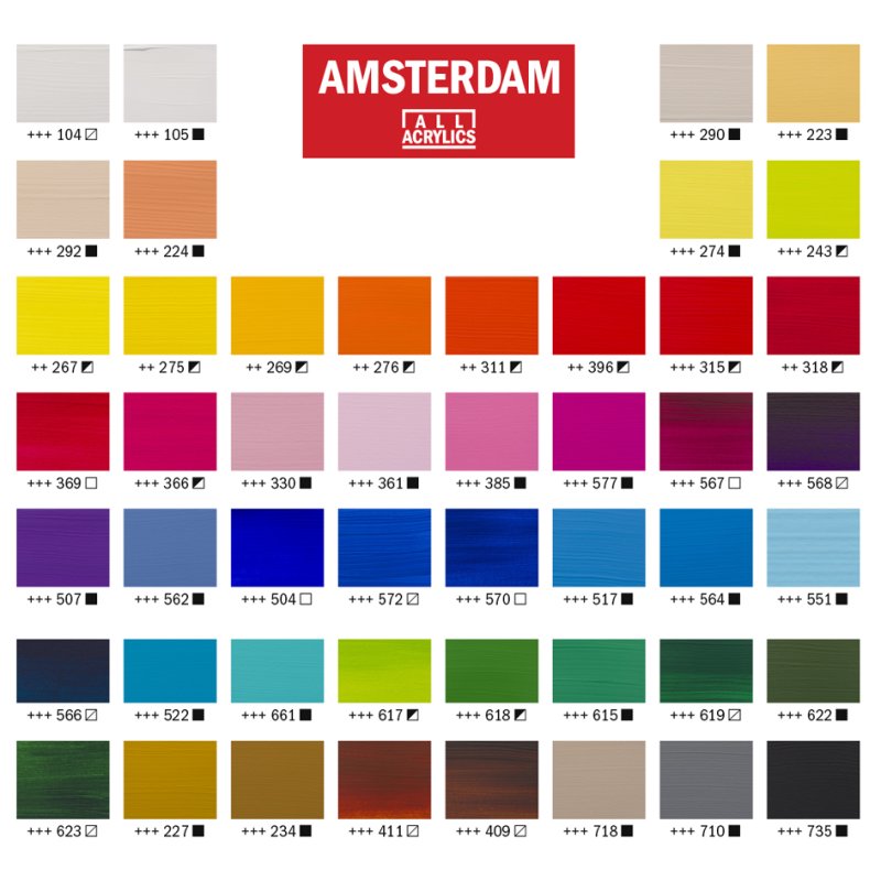 Royal Talens Amsterdam peinture acrylique General Selection set, 48×20 ml
