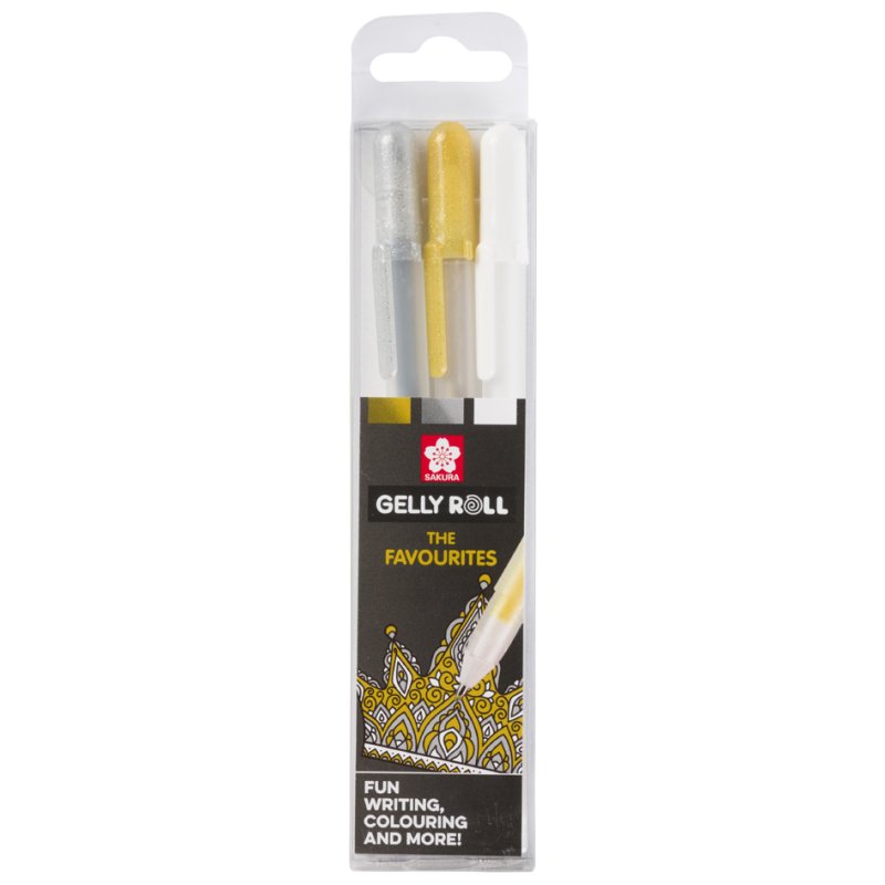 SAKURA Gelly Roll stylos gel, or argent blanc, 3 pièces