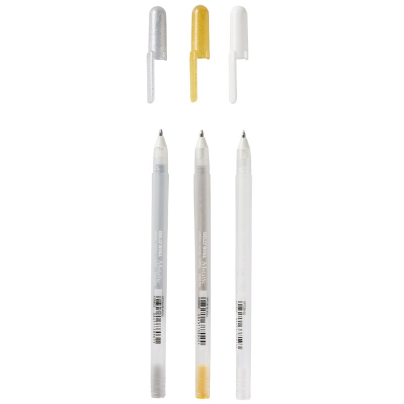 SAKURA Gelly Roll gel pens, gold silver white, 3 pieces
