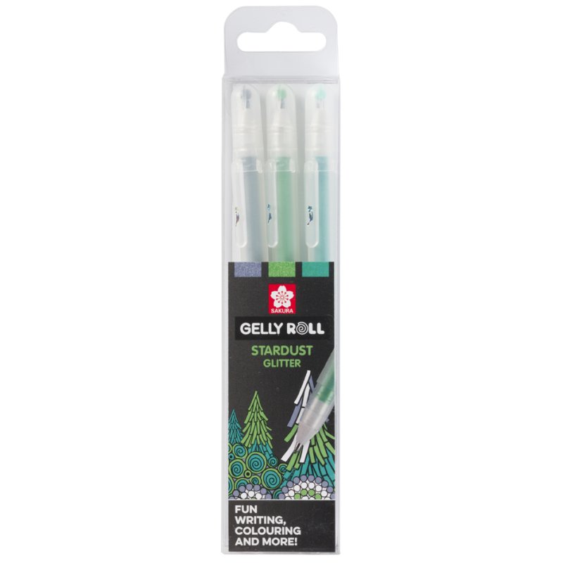 SAKURA Gelly Roll Stardust stylos gel Ocean, effet paillettes, 3 pièces
