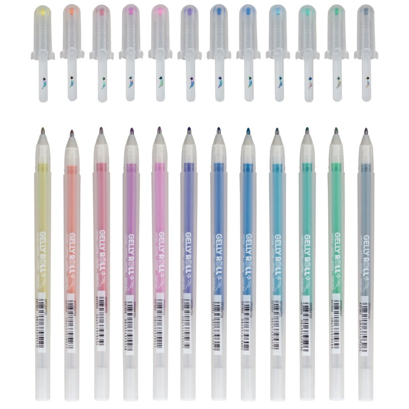 SAKURA stylo gel Gelly Roll Stardust, effet paillettes, assortiment de couleurs, 12 pièces