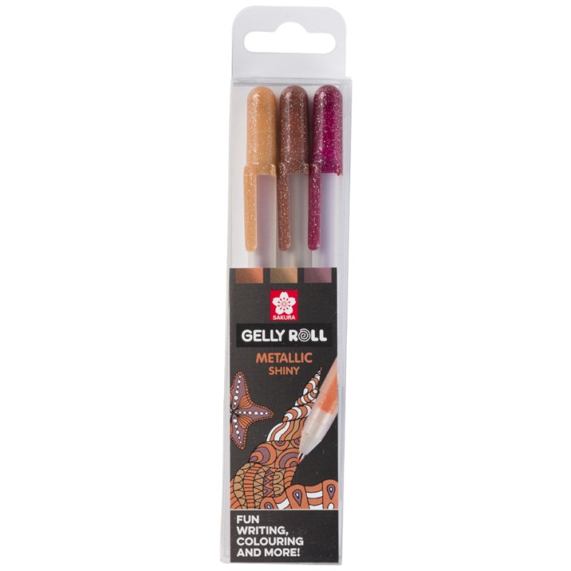SAKURA Gelly Roll Metallic Nature gel roller pens, set of 3 pieces, metallic effect