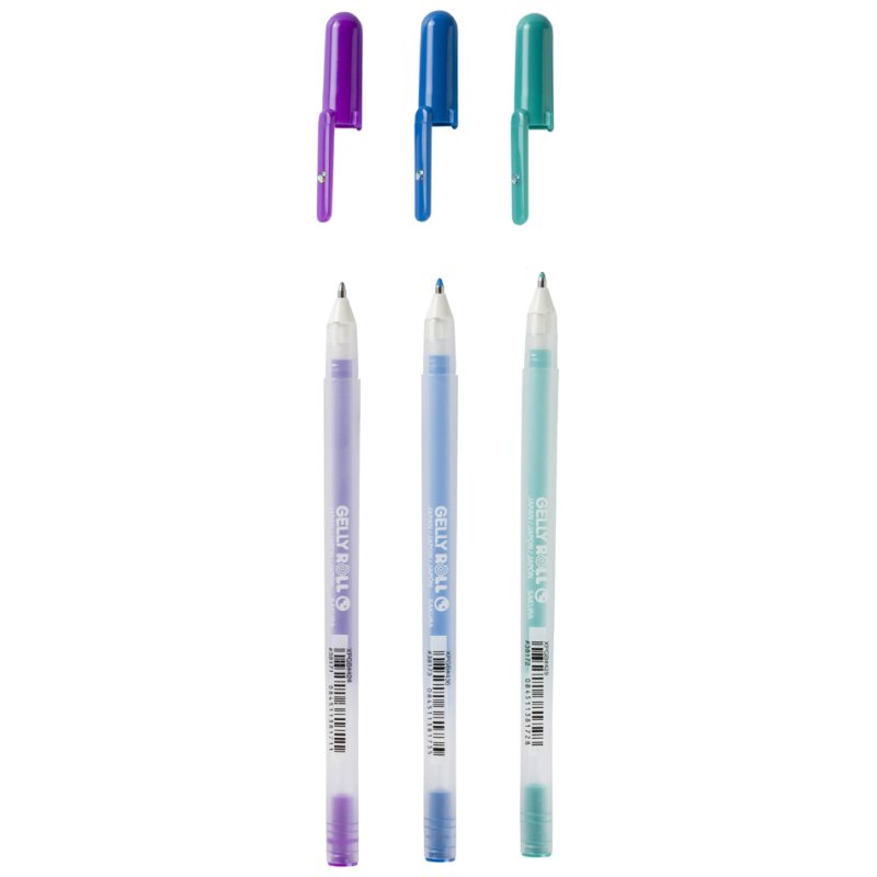 SAKURA stylos gel Gelly Roll Moonlight Ocean, encre fluorescente, 0,5 mm, 3 pièces