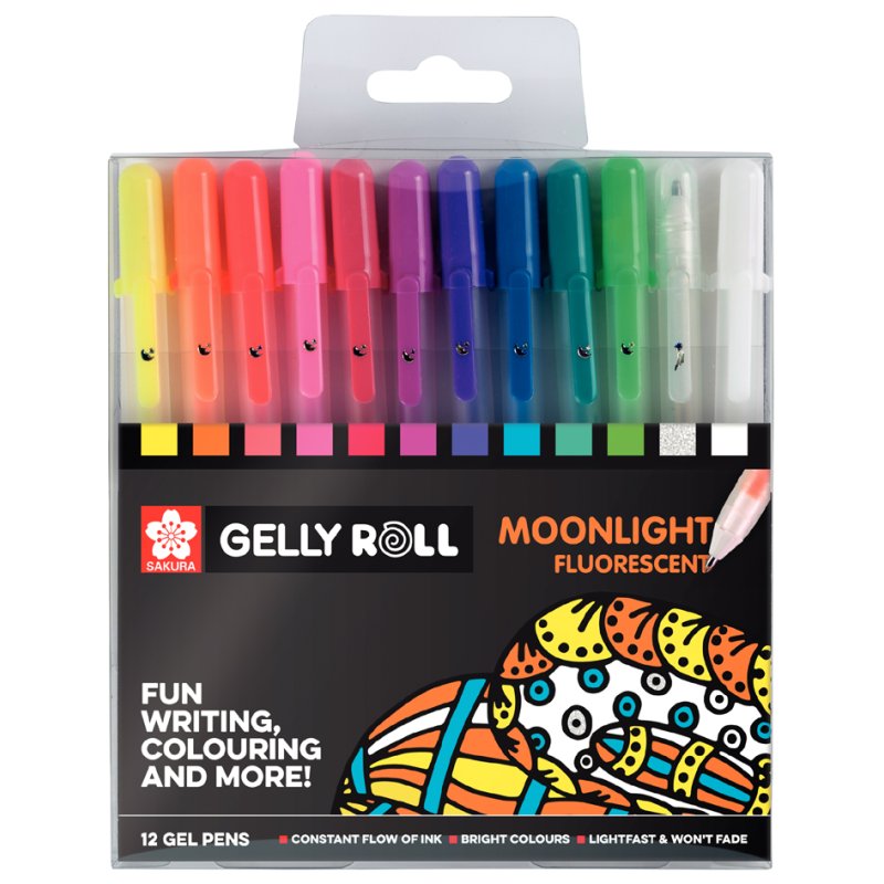 SAKURA stylo gel Gelly Roll Moonlight, fluorescent, 0,5 mm, 12 pièces