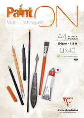 Clairefontaine tekenblok Paint'ON, A4, wit gekorreld, 40 vel