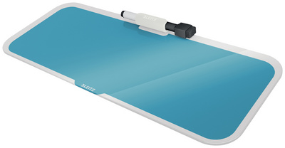 LEITZ glazen memobord Cosy, blauw, 380×150×60 mm, met stifthouder