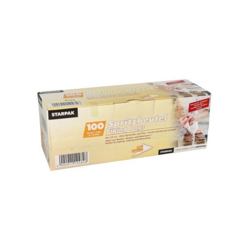 STARPAK poches de pâtisserie transparentes LDPE, 2,6 litres, 540×265 mm, 100 pièces