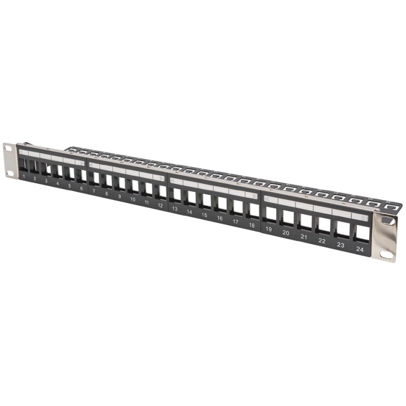 DIGITUS 19 inch keystone patch panel, black, 1U