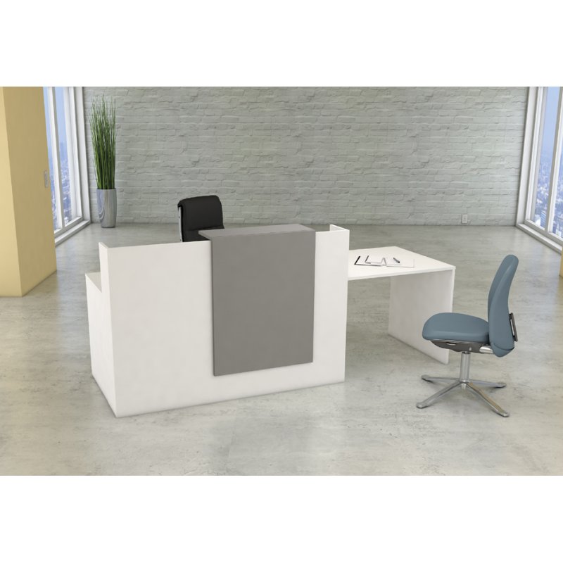 Kerkmann balie Sydney met beratingsplaats, wit/grafiet, 250×80×75 cm