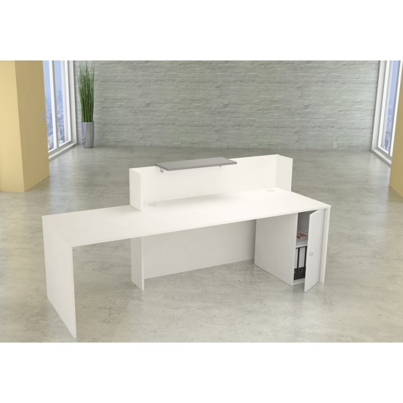 Kerkmann comptoir Sydney avec zone de consultation, blanc/graphite, 250×80×75 cm
