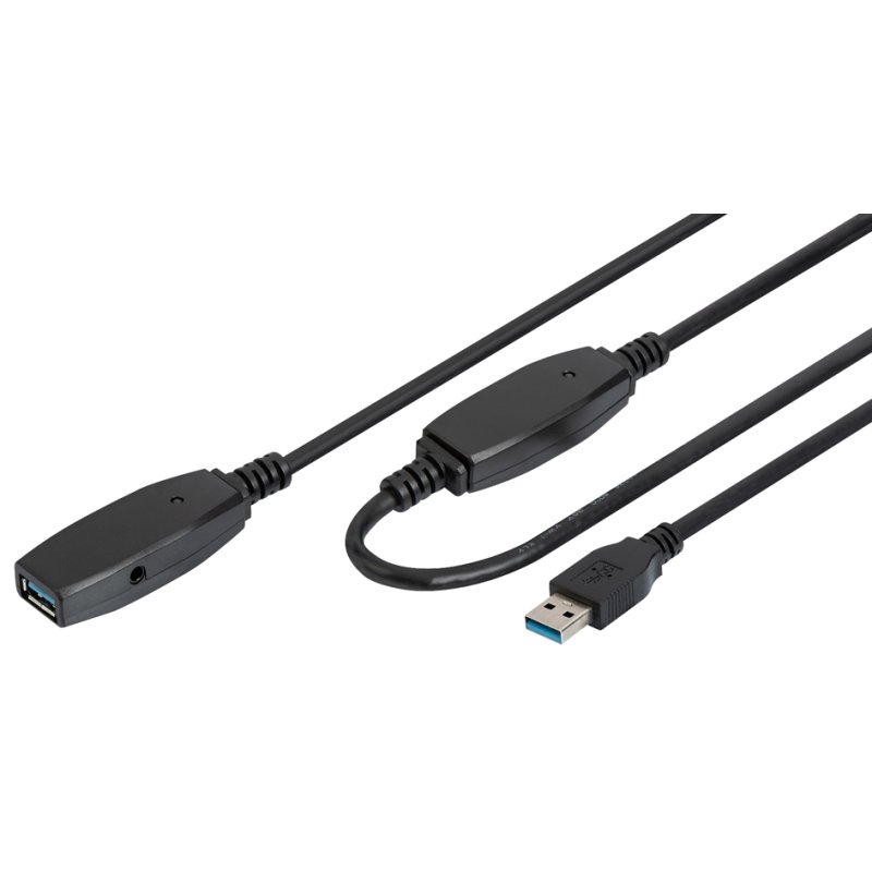 DIGITUS USB-A stekker - USB-A koppeling, zwart, 5 Gbps