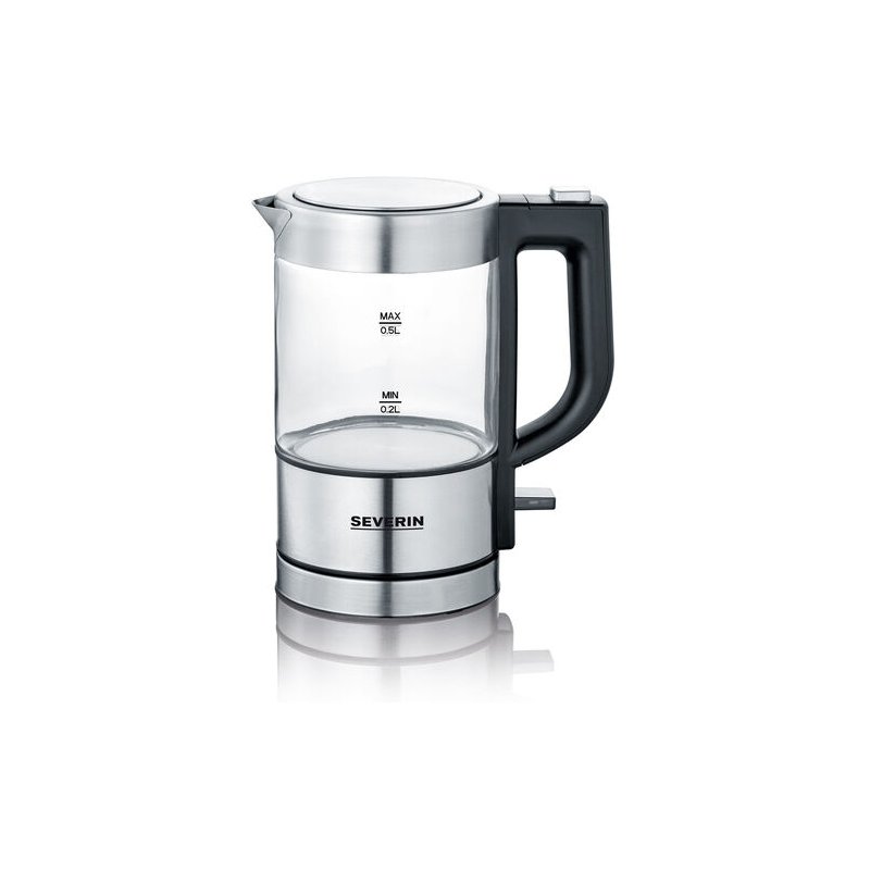 SEVERIN mini kettle WK 3472, glass/stainless steel, 0.5 litres, 1100 watts