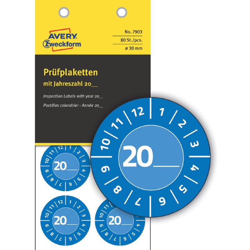 AVERY Zweckform étiquettes de contrôle 20XX, jaune, rond 30 mm, 80 pièces