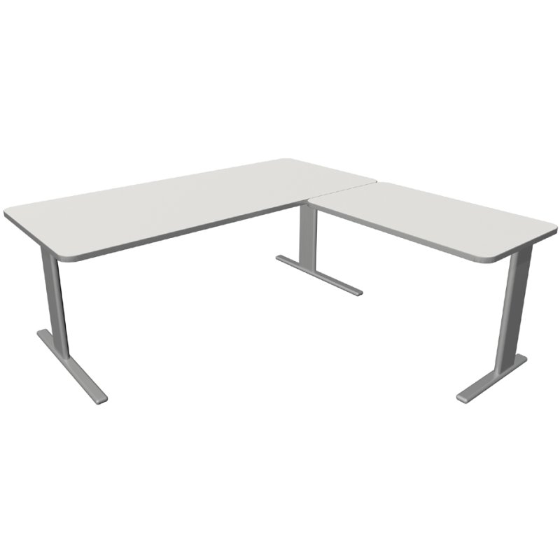 Kerkmann bureau UNIC avec extension, 2000 mm de large, gris clair