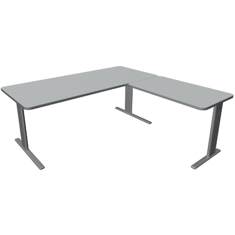 Kerkmann bureau UNIC avec extension, 2000 mm de large, gris clair