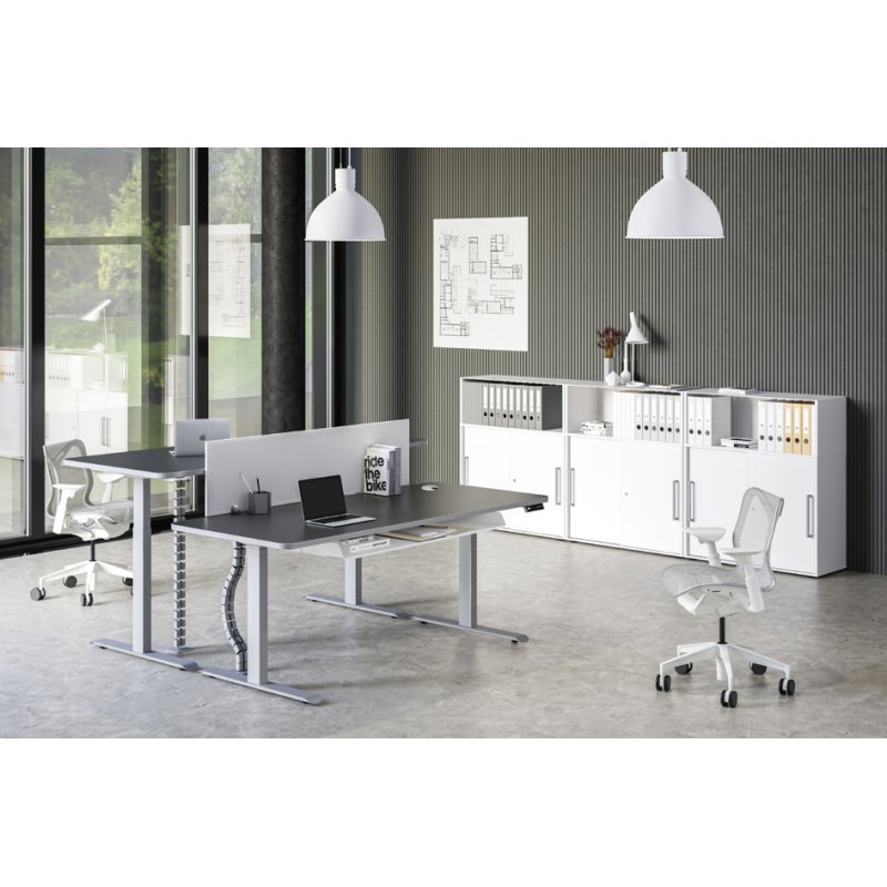 Kerkmann bureau assis-debout Move 3 Premium, réglage électrique, blanc, 180×80 cm