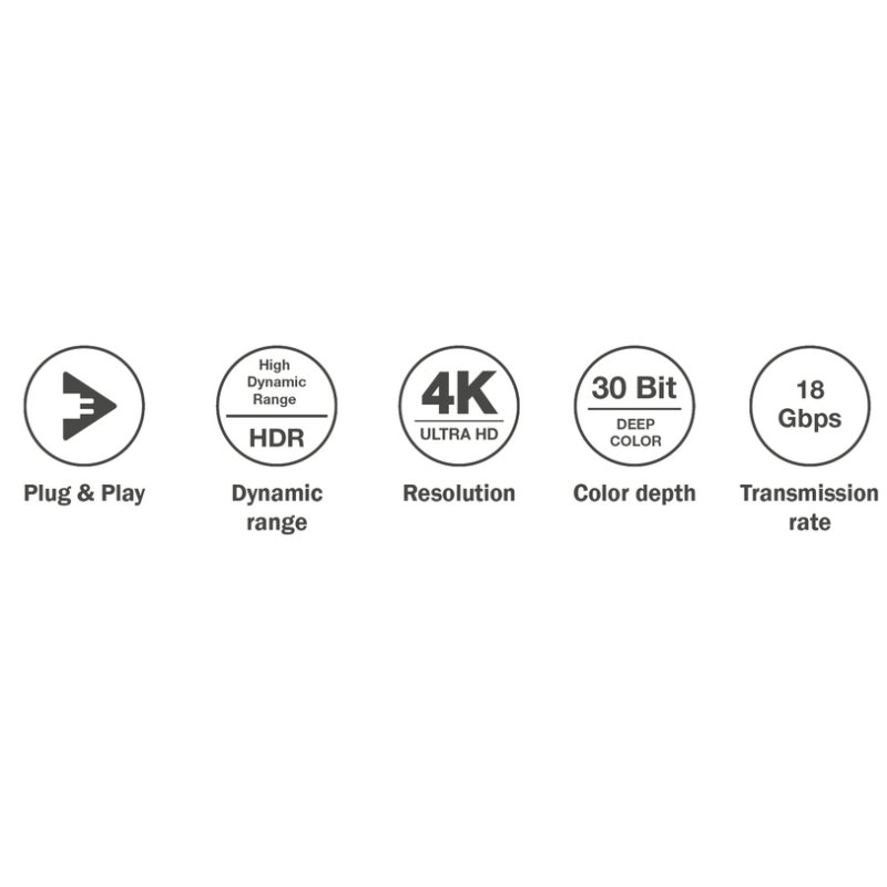 DIGITUS Câble fibre optique HDMI, 4K 18 Gbps, noir, 10 mètres