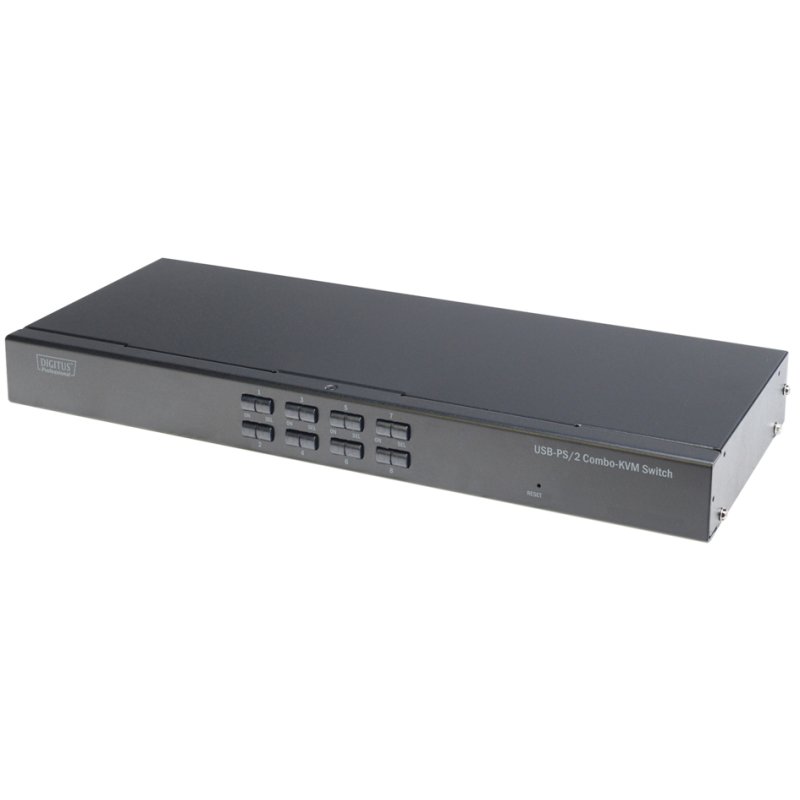 DIGITUS KVM-schakelaar USB/PS/2, 8 aansluitingen, zwart