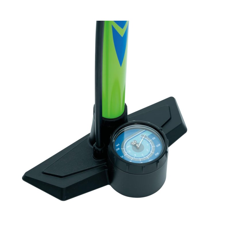 FISCHER pompe sur pied Plus Volume, vert/bleu, manomètre, tous les valves, 8 bar