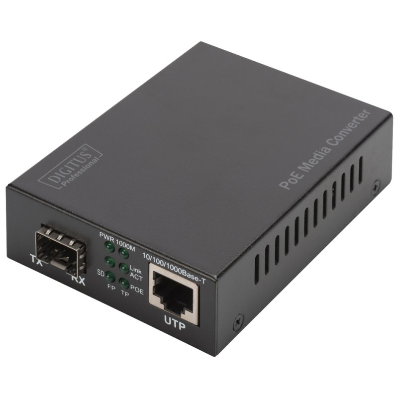 DIGITUS Convertisseur Gigabit PoE, RJ45/SFP, 30 Watt