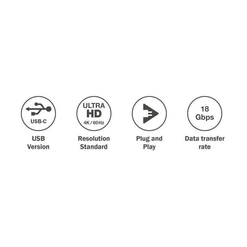 DIGITUS Câble USB-C vers HDMI, 4K 60Hz, noir, 2 mètres
