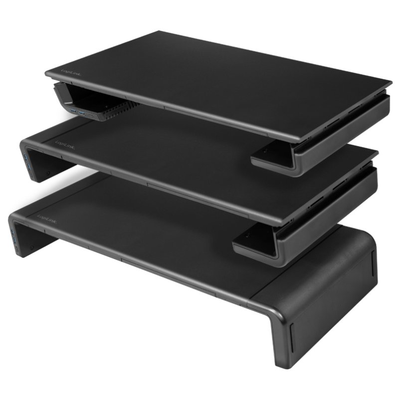LogiLink support pour moniteur réglable, 3x USB, noir, capacité 25 kg