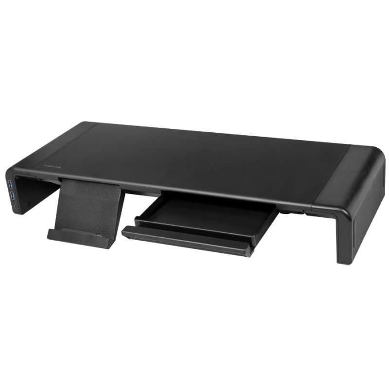 LogiLink support pour moniteur réglable, 3x USB, noir, capacité 25 kg